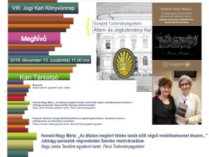 TSZE JKJN KK 5. kötet bemutató_Homoki-Nagy Mária_Jogi Kari Könyvünnep_SZTE ÁJK_2018.12.13.